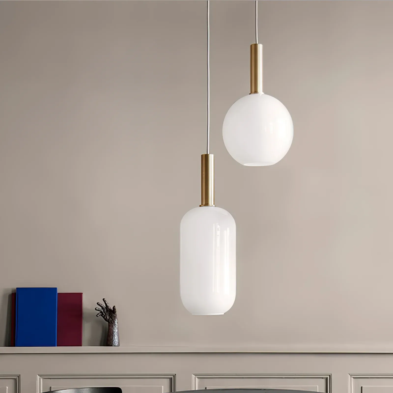Hailie Minimalism Brass Glass Pendant Light Bedroom  Dining Room