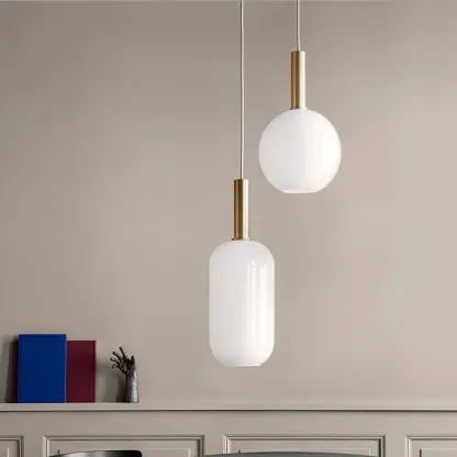 Hailie Minimalism Brass Glass Pendant Light Bedroom  Dining Room