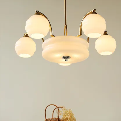 Valentina Vintage Classical Brass Glass Chandelier Living Dining Room