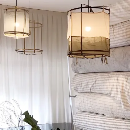 Ozawa Modern Cottage Fabric Pendant Light Shades Living Dining Room Bedroom
