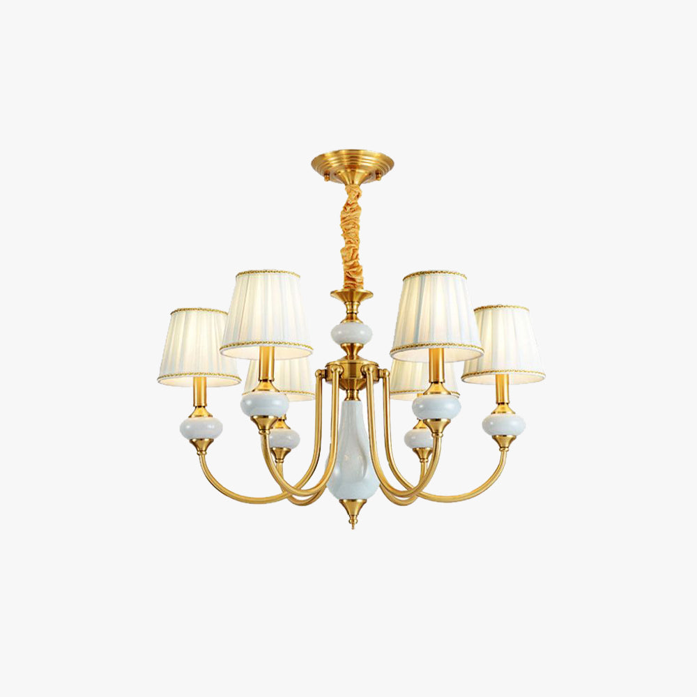 Alessio Retro Elegant Fabric Chandelier, Beige/Blue