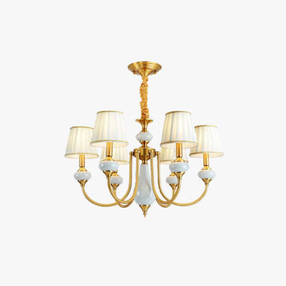 Alessio Retro Elegant Fabric Chandelier, Beige/Blue