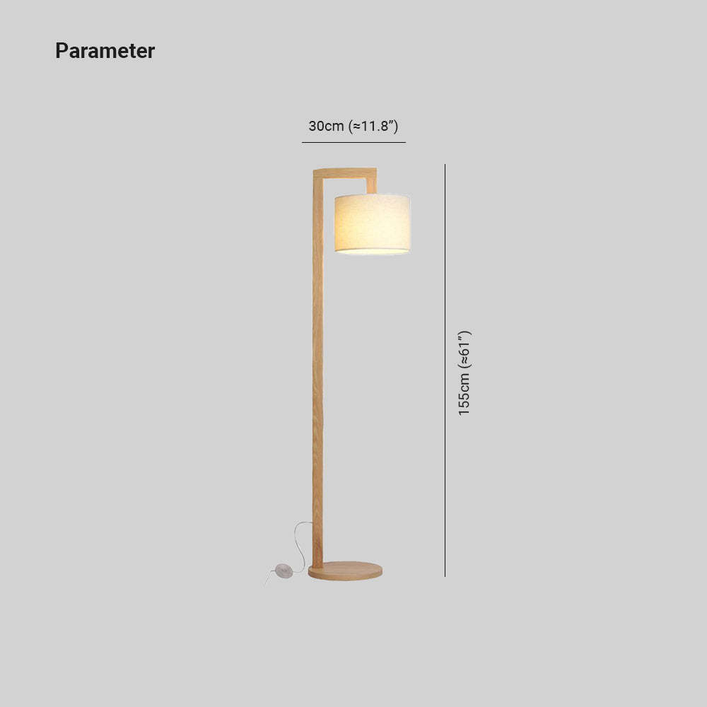 Ozawa Moderne Design Vloerlamp Haakse Arm Beige Hout/Stof Slaapkamer/Woonkamer