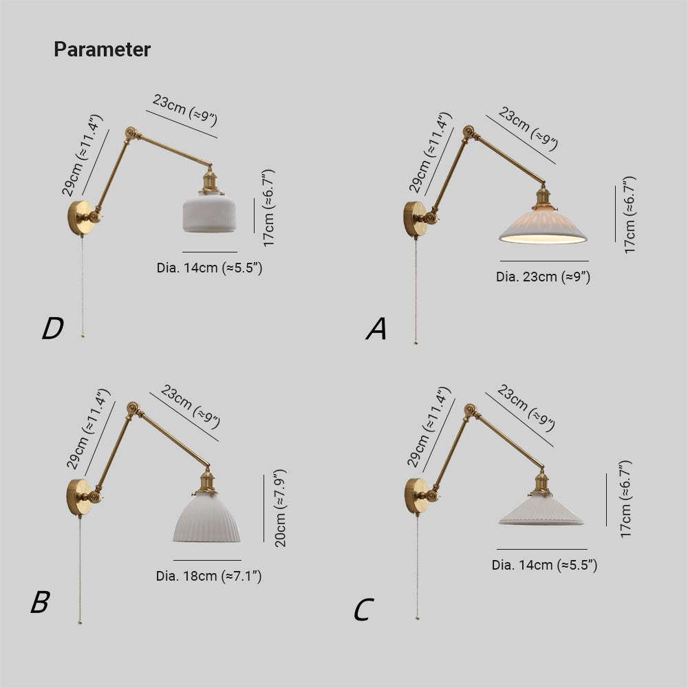 Carins Moderne Design Wandlamp Trommel Keramiek Metaal Verstelbaar Wit Slaapkamer/Woonkamer