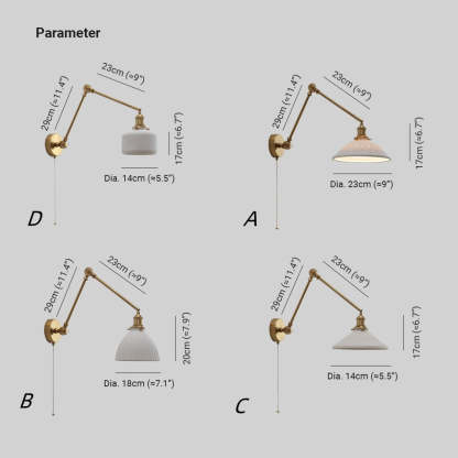 Carins Moderne Design Wandlamp Trommel Keramiek Metaal Verstelbaar Wit Slaapkamer/Woonkamer