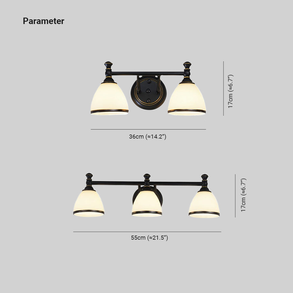 Eryn Vintage Klassieke Wastafel Wandlamp Zwart Glas/Metaal Slaapkamer/Eetkamer/Woonkamer
