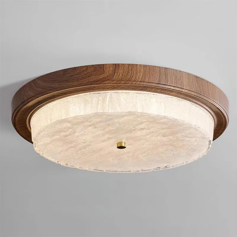 Ozawa Rippling Water Wood Round Ceiling Light Bedroom Dining Room