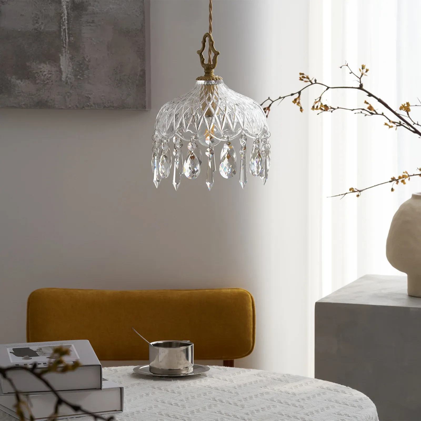 Marilyn Vintage Metal Crystal Glass Pendant Light Bedroom Living Room