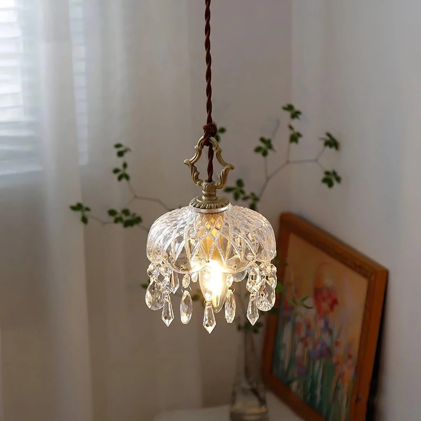 Marilyn Vintage Metal Crystal Glass Pendant Light Bedroom Living Room