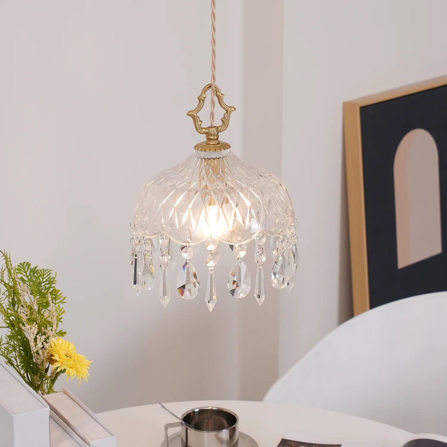 Marilyn Vintage Metal Crystal Glass Pendant Light Bedroom Living Room