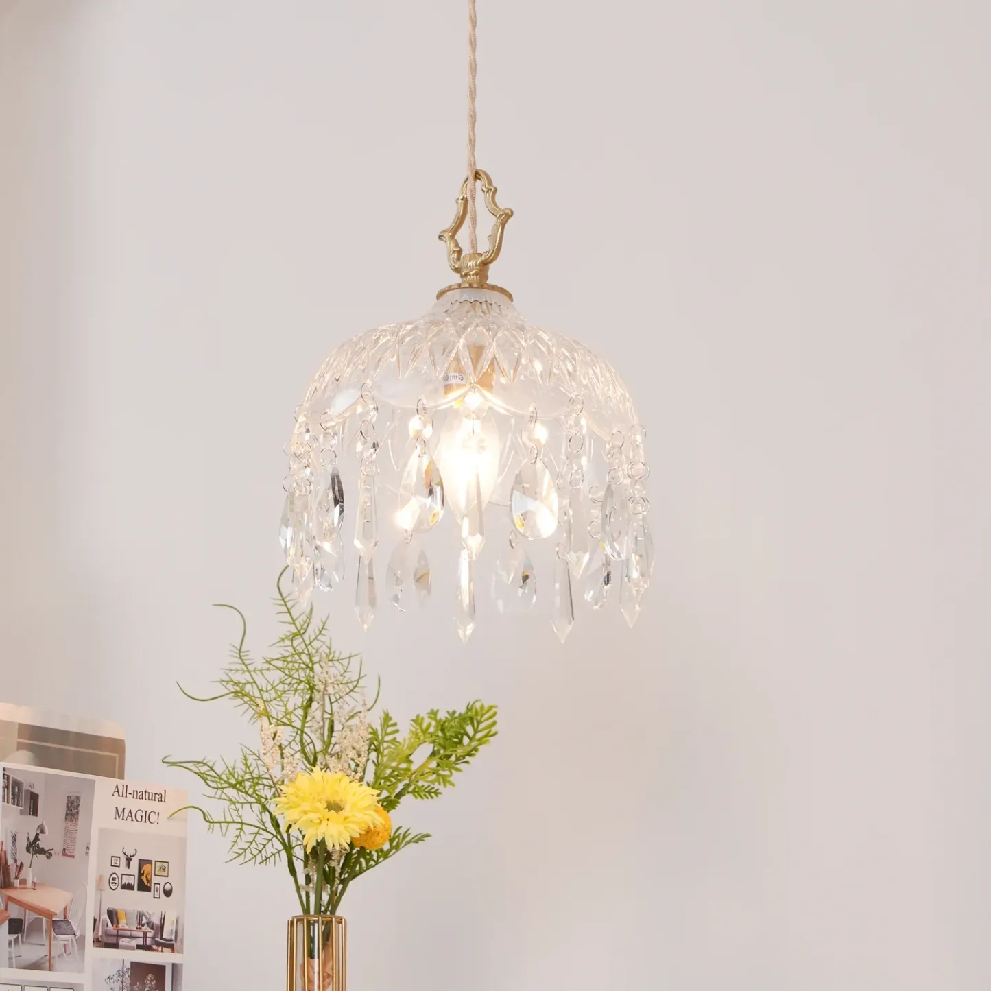 Marilyn Vintage Metal Crystal Glass Pendant Light Bedroom Living Room