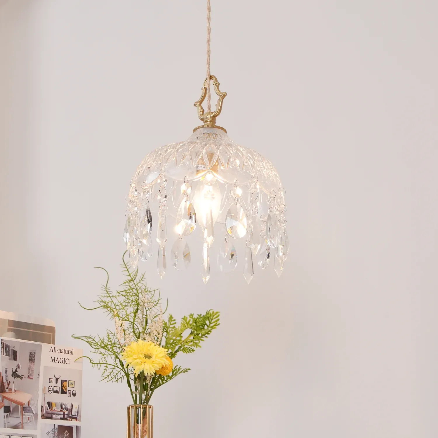 Marilyn Vintage Metal Crystal Glass Pendant Light Bedroom Living Room