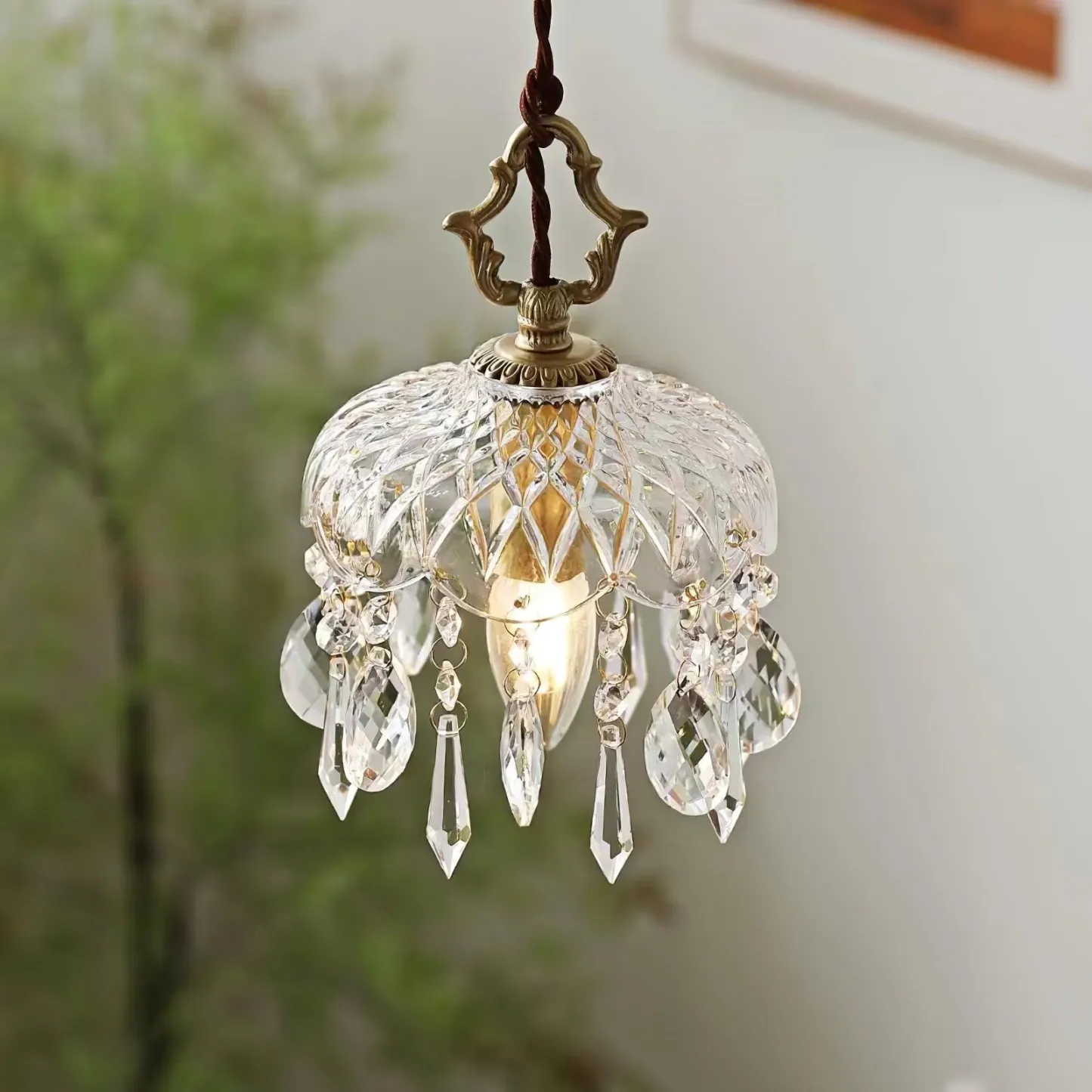 Marilyn Vintage Metal Crystal Glass Pendant Light Bedroom Living Room