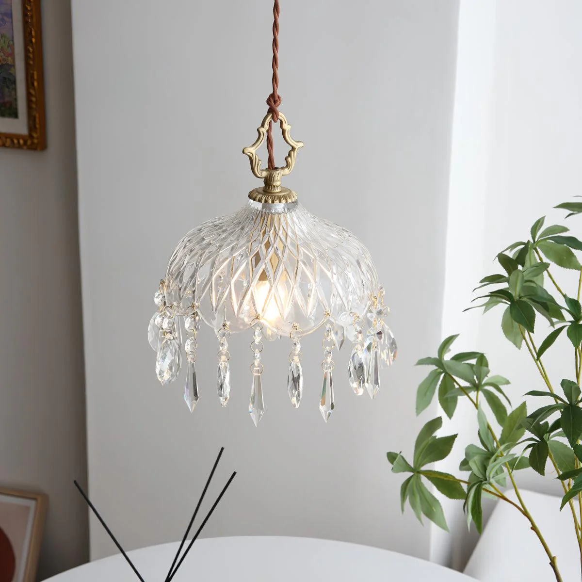 Marilyn Vintage Metal Crystal Glass Pendant Light Bedroom Living Room