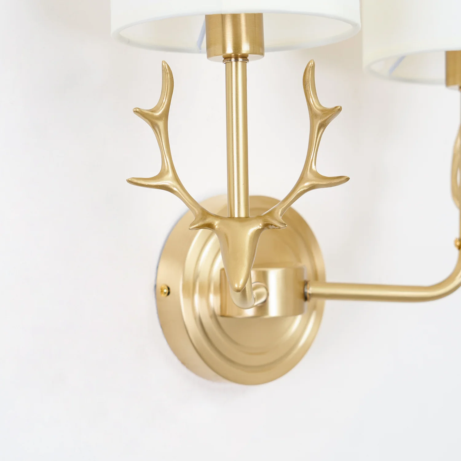 Alessio Vintage Brass Deer Head Fabric Wall Light Bedroom Hallway