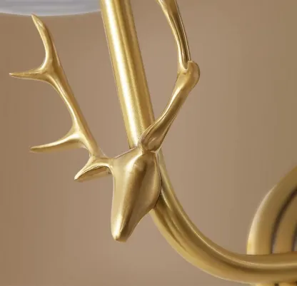 Alessio Vintage Brass Deer Head Fabric Wall Light Bedroom Hallway