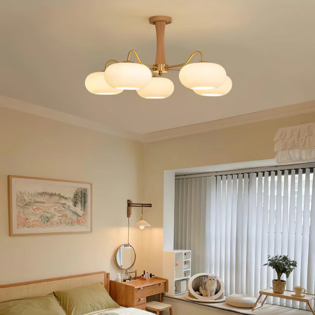 Valentina Vintage Metal Wood  Pendant Light Bedroom Living Room
