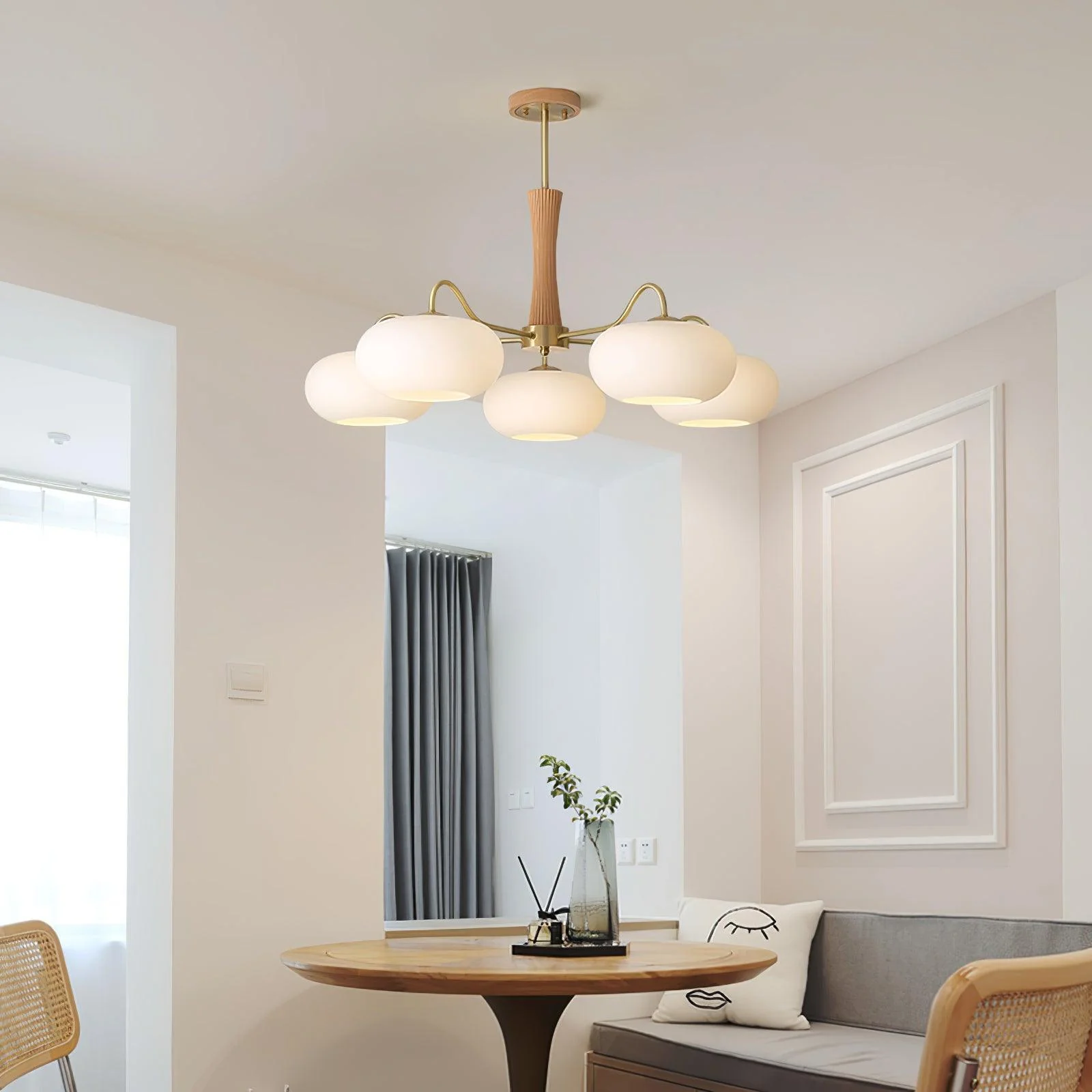 Valentina Vintage Metal Wood  Pendant Light Bedroom Living Room
