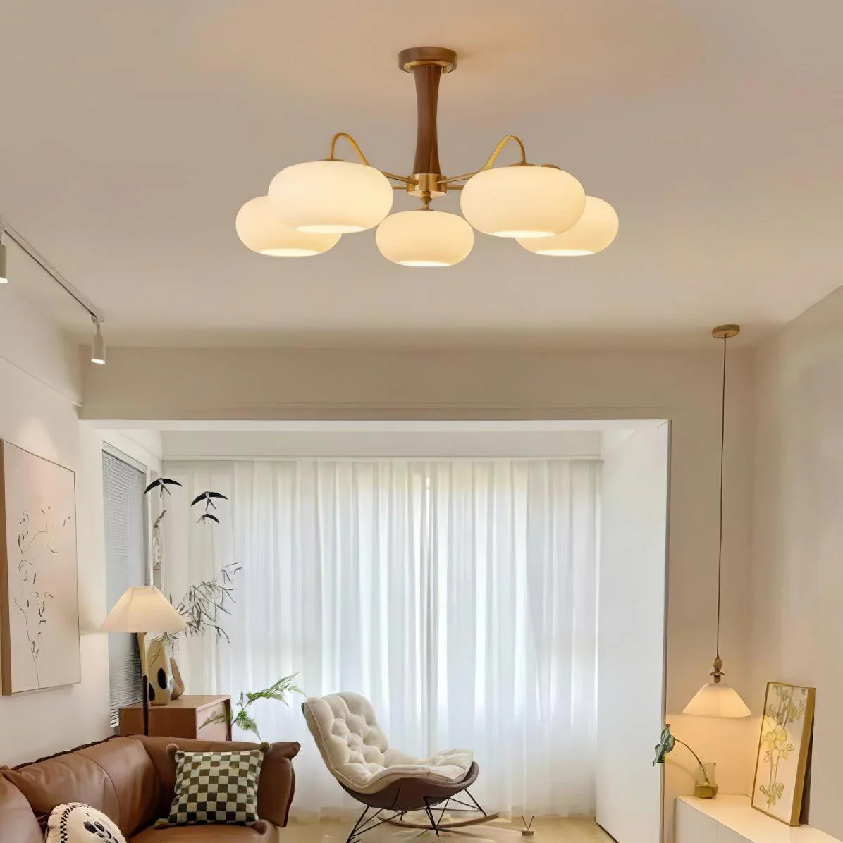 Valentina Vintage Metal Wood  Pendant Light Bedroom Living Room