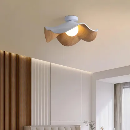 Carins Modern Unusual White Wood Ceiling Light Bedroom Dining Room