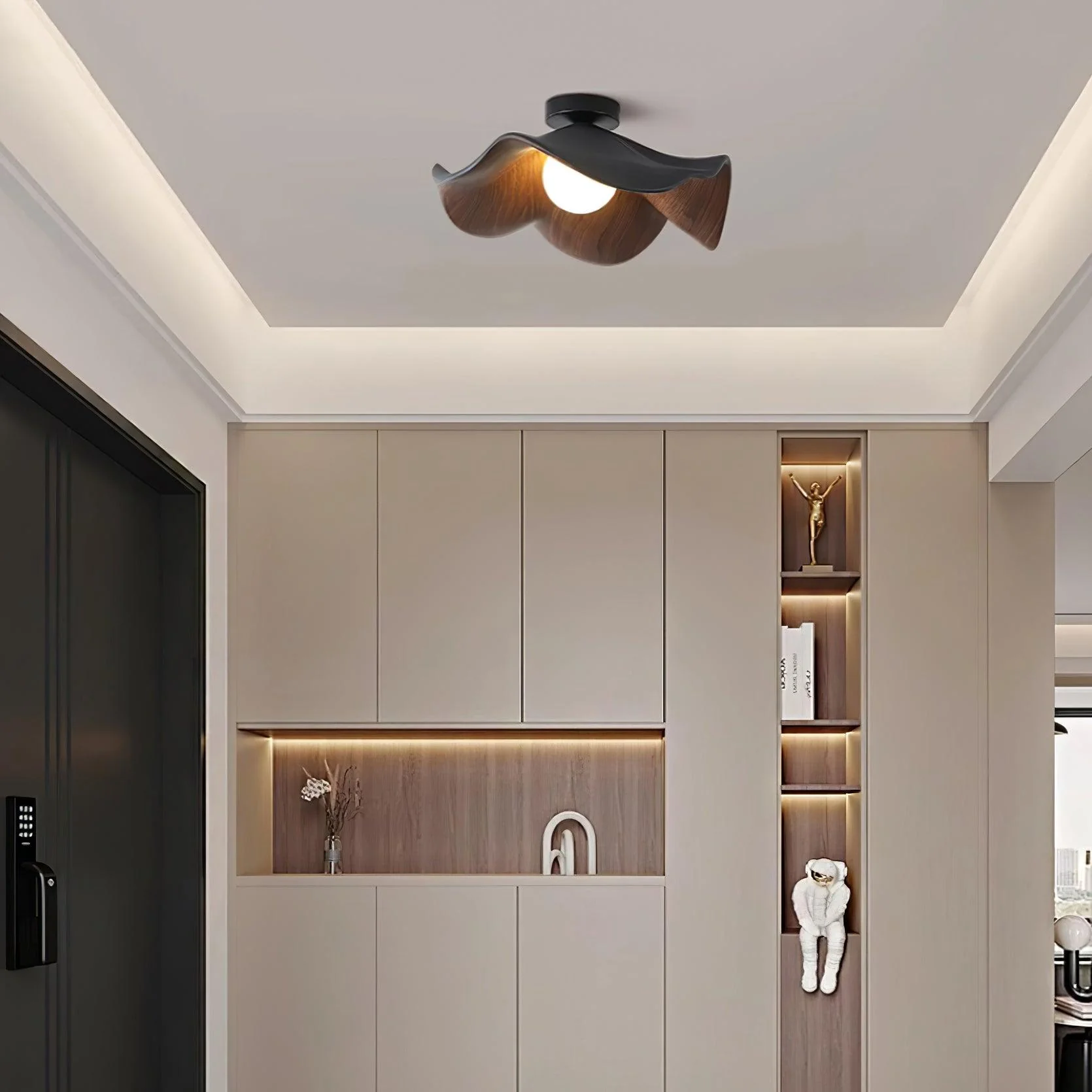 Carins Modern Unusual White Wood Ceiling Light Bedroom Dining Room