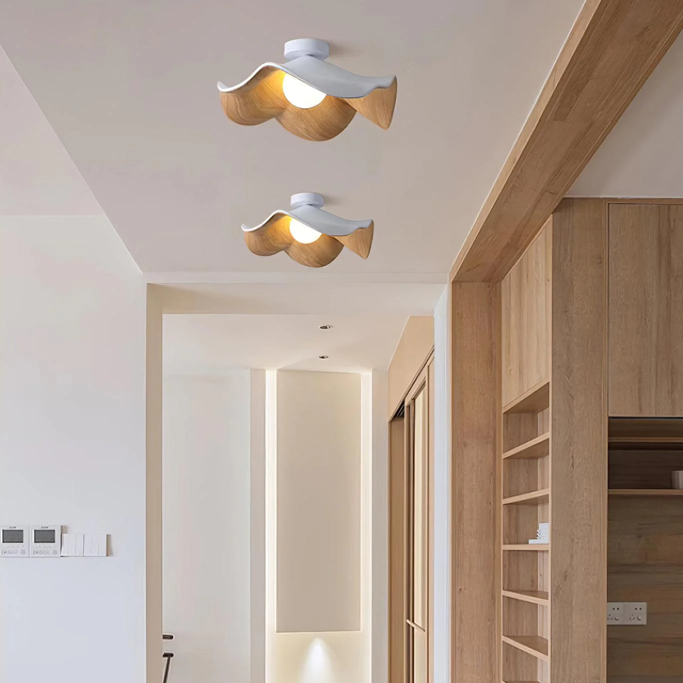 Carins Modern Unusual White Wood Ceiling Light Bedroom Dining Room