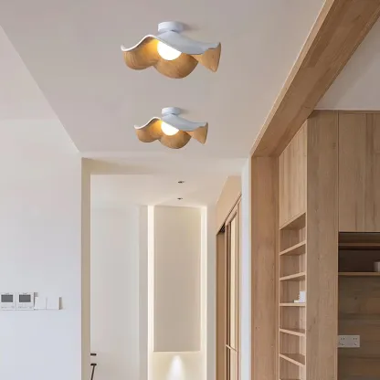 Carins Modern Unusual White Wood Ceiling Light Bedroom Dining Room