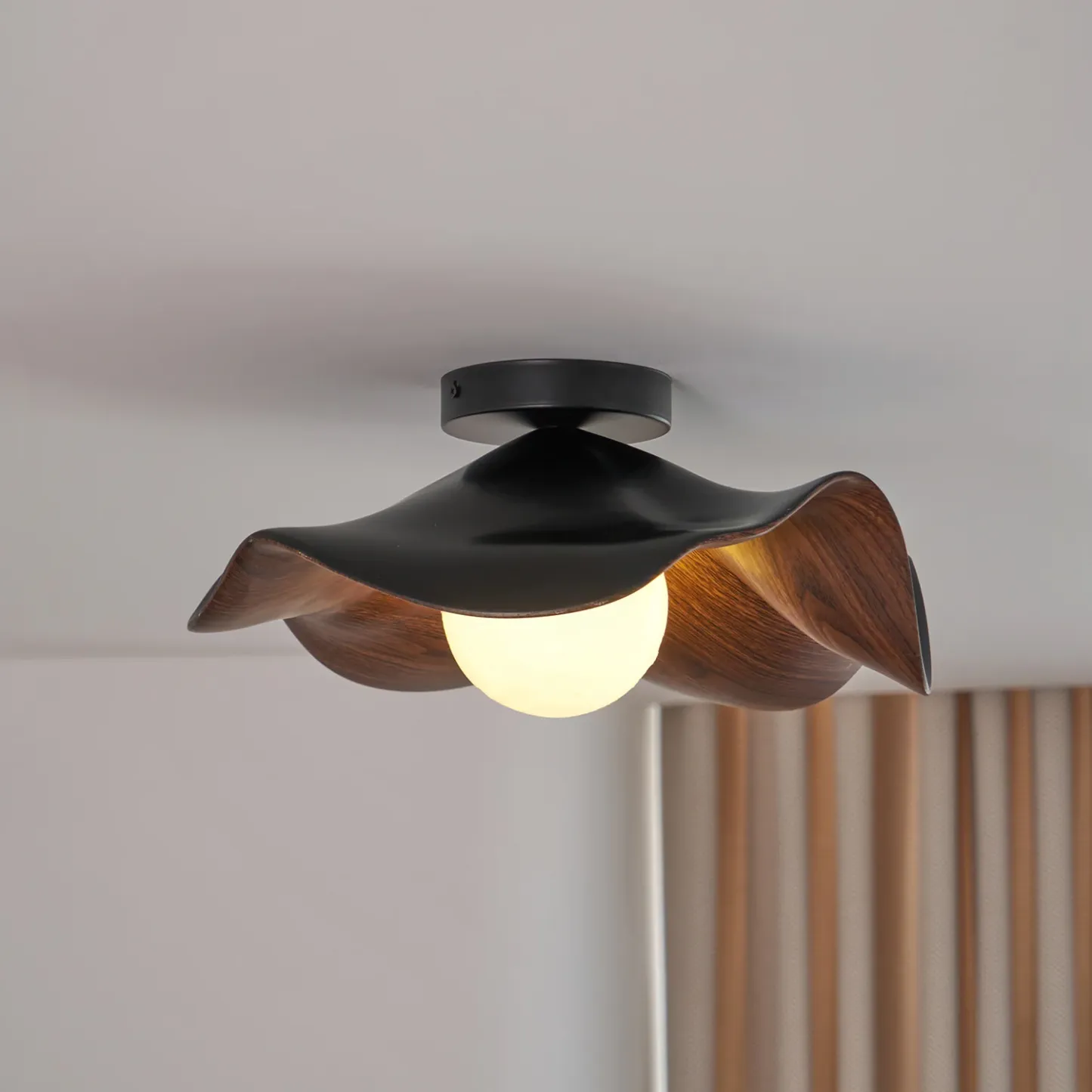 Carins Modern Unusual White Wood Ceiling Light Bedroom Dining Room