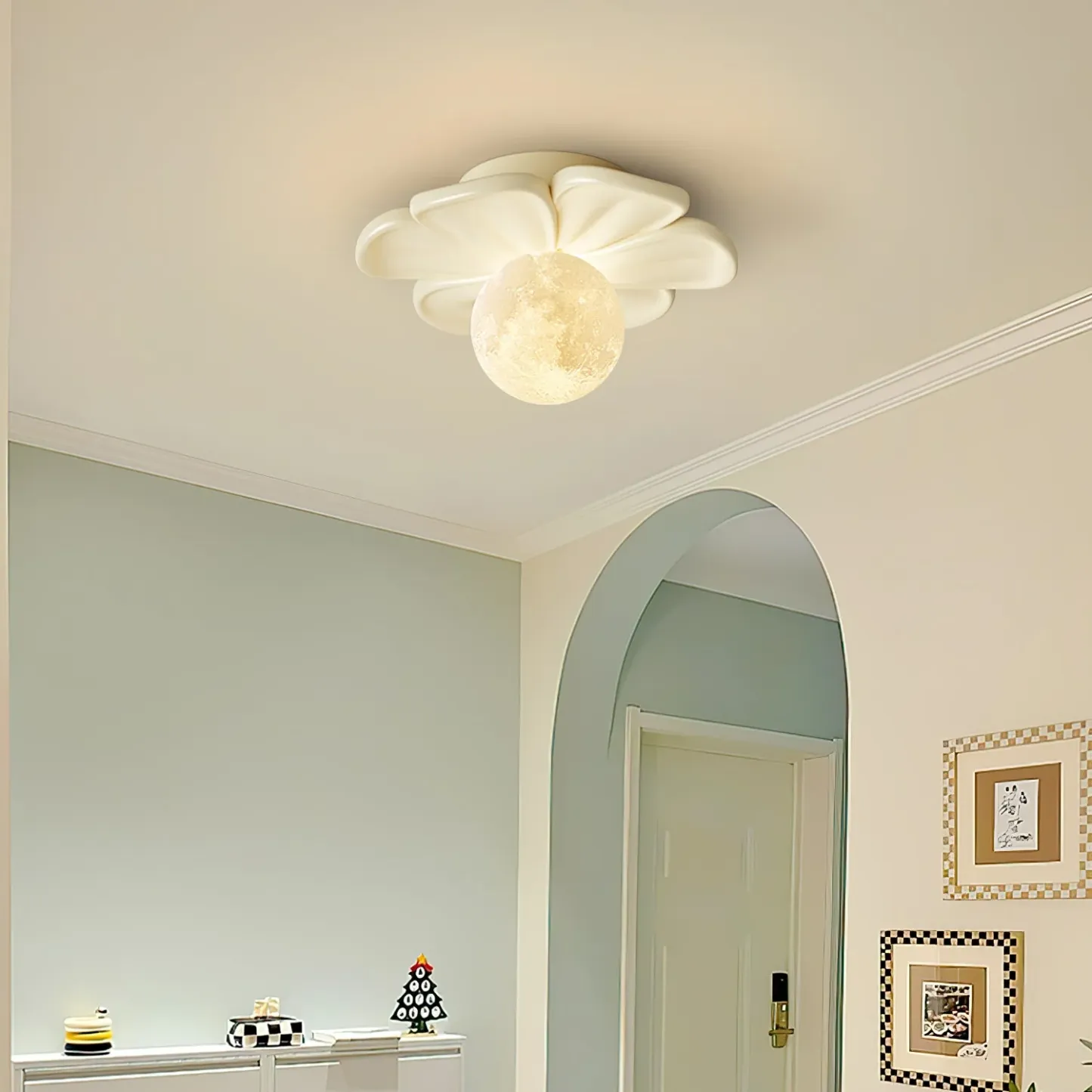 Carins Resin Pink Beige Flower Ceiling Lamp Dining Room Bedroom