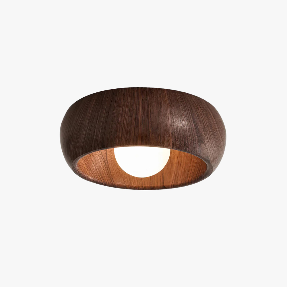 Muto Modern Round Wood Ceiling Light Fixture for Living Room Bedroom