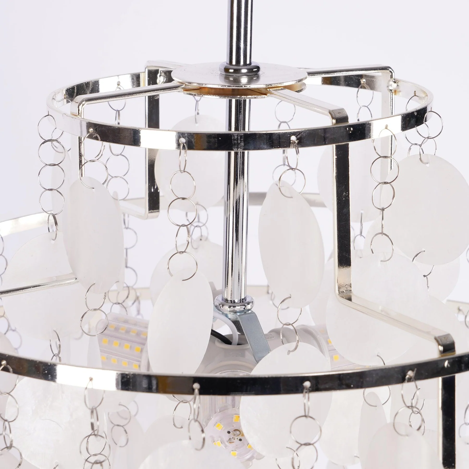 Marilyn Natural Metal Shell Chrome Pendant Light Bedroom Living Room