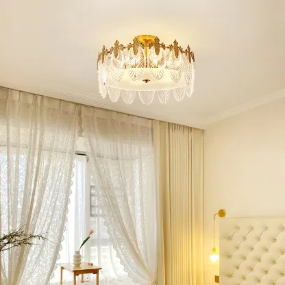 Alessio Vintage Luxury Glass Round Chandelier Living Dining Room