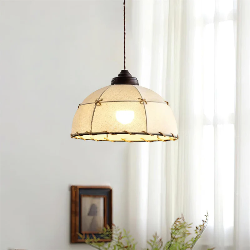 Renée Vintage Round Hanging Fabric Pendant Light Shades Dining Room