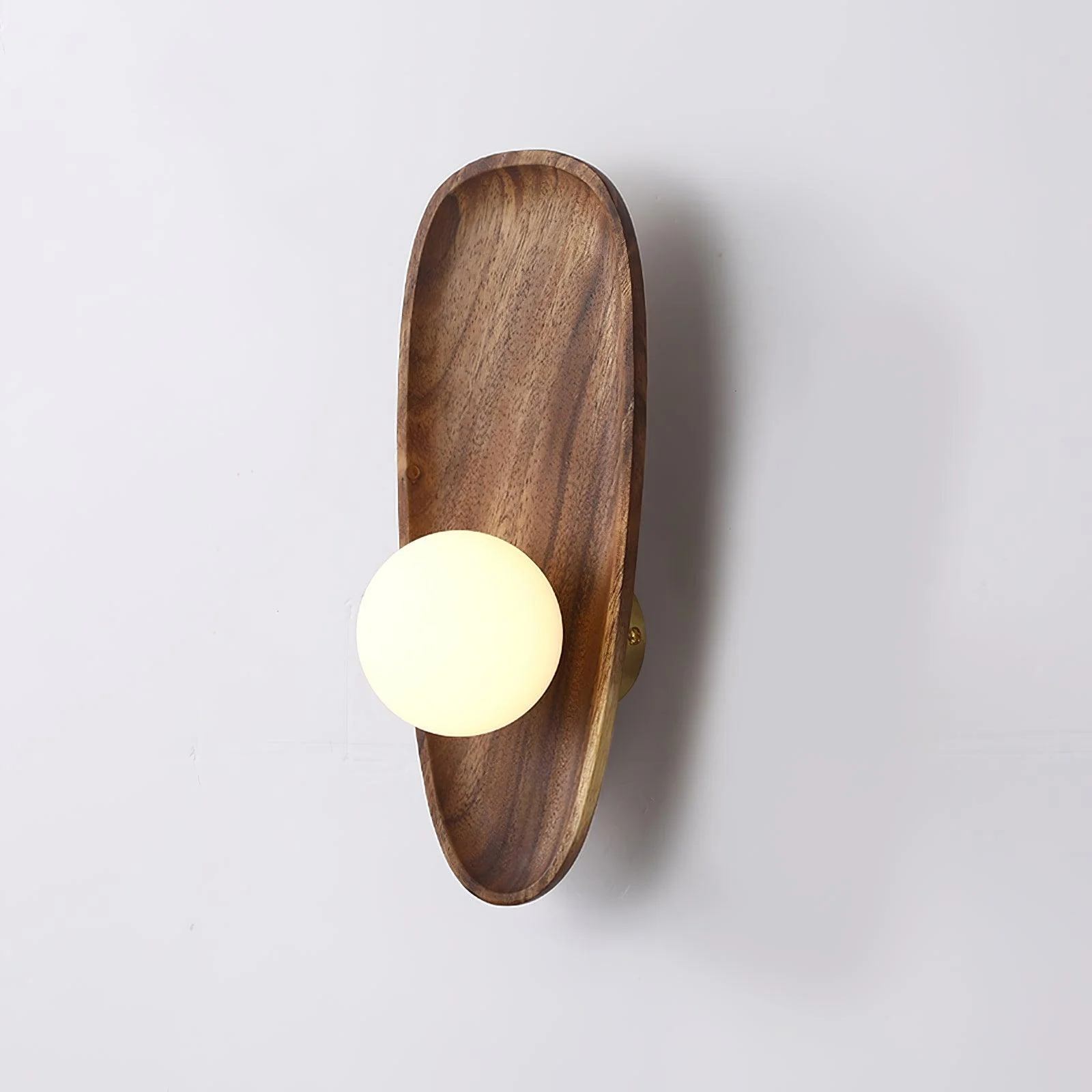 Muto Natural Wood Glass Walnut Wall Lamp Bedroom Living Room