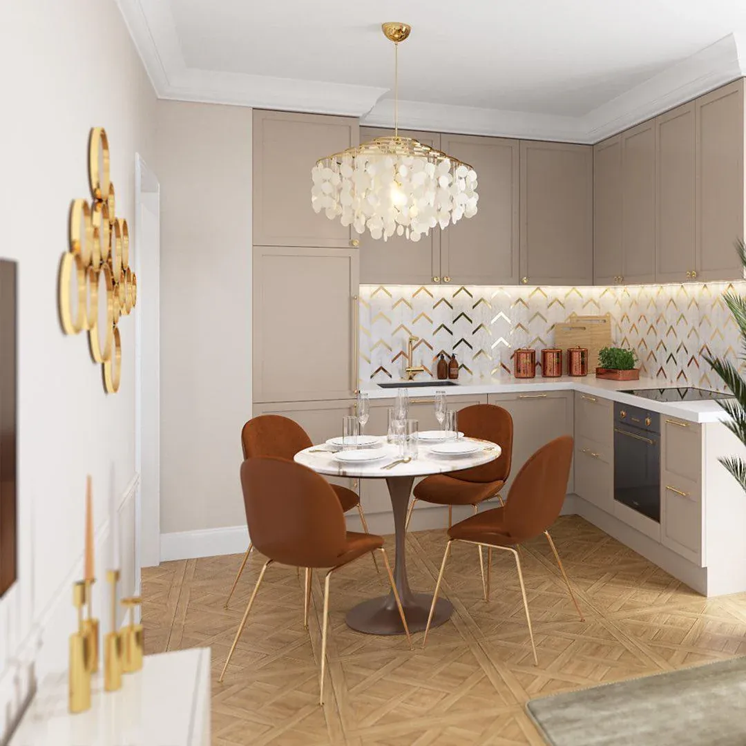 Marilyn Natural Metal Shell Chrome Pendant Light Bedroom Living Room