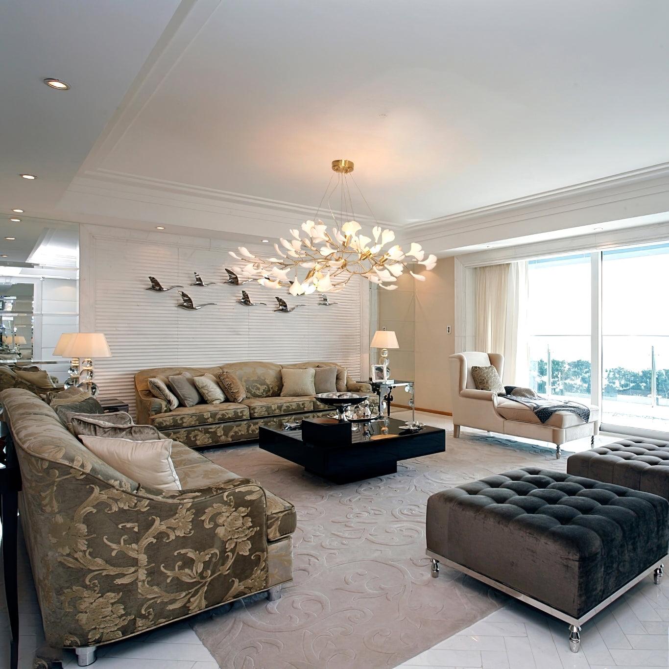Olivia Moderne Design LED Kroonluchter Wit Gouden Metaal Woonkamer