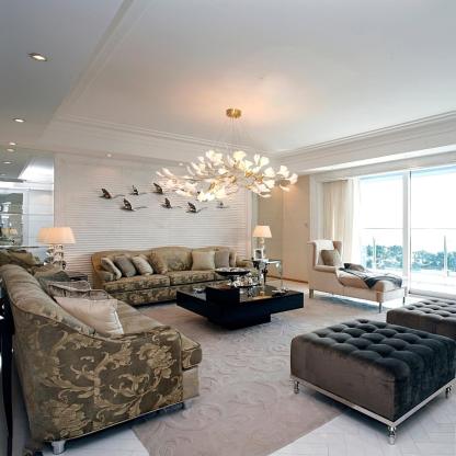 Olivia Moderne Design LED Kroonluchter Wit Gouden Metaal Woonkamer