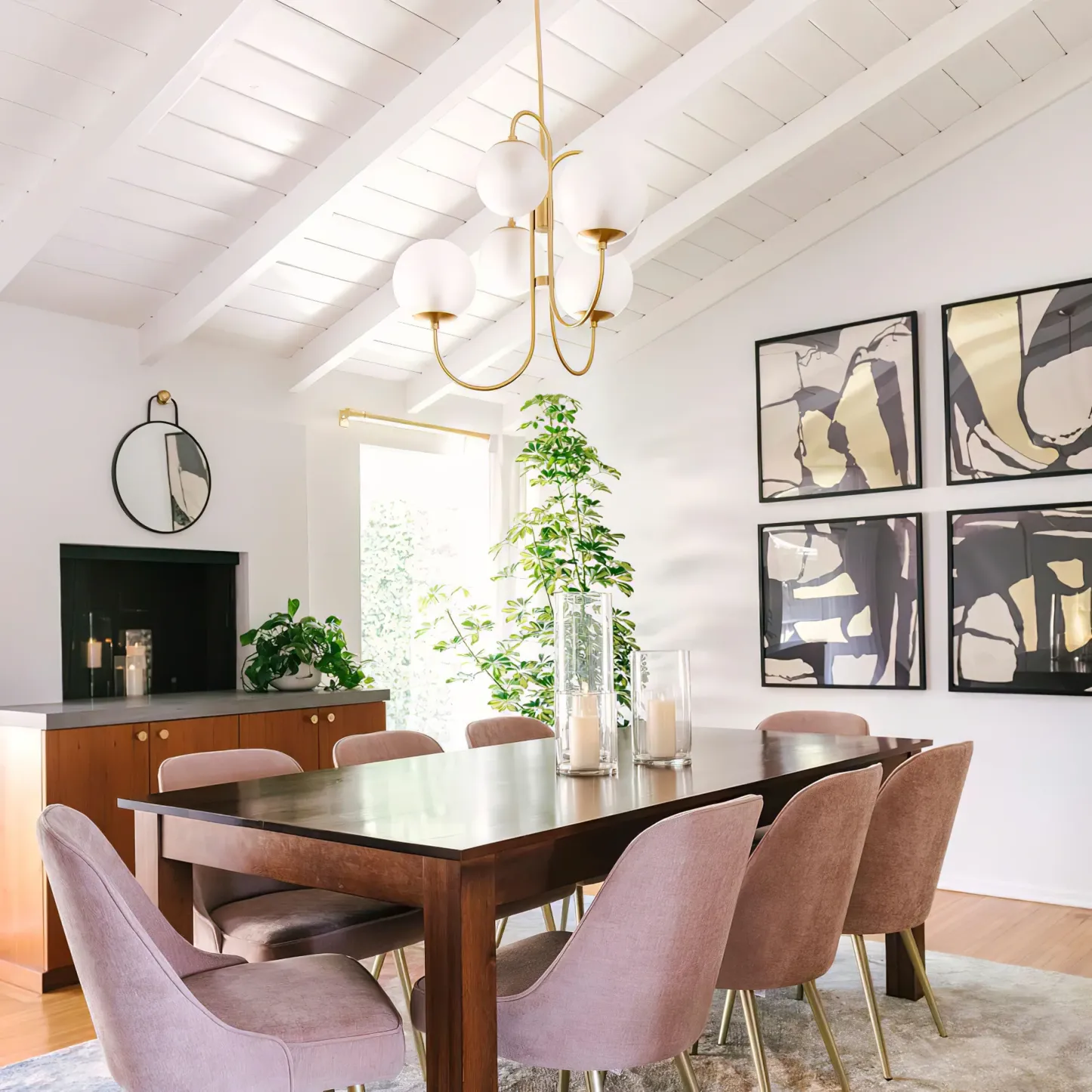 Alessio Vintage Metal Glass Gold Black Pendant Light Bedroom Living Room