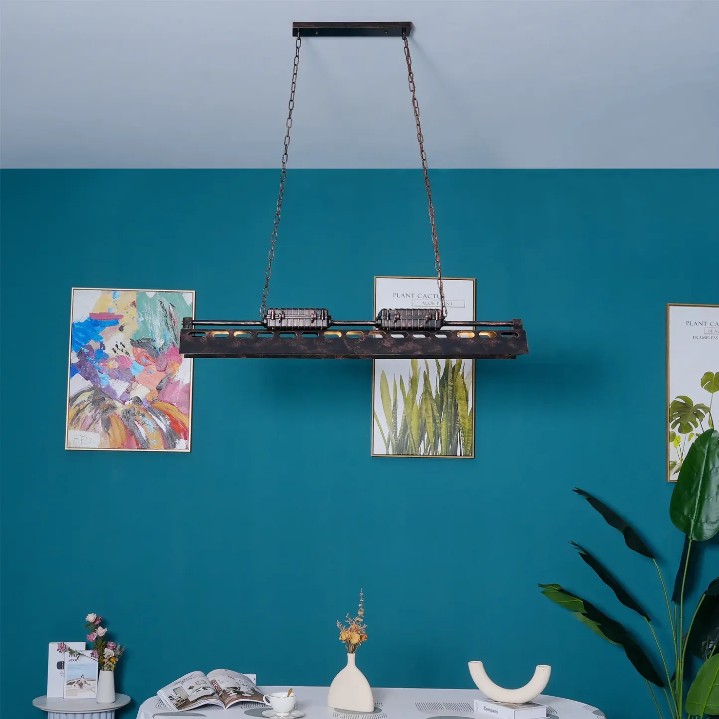 Alessio Antique Rust Color Metal Pendant Light Bedroom Living Room