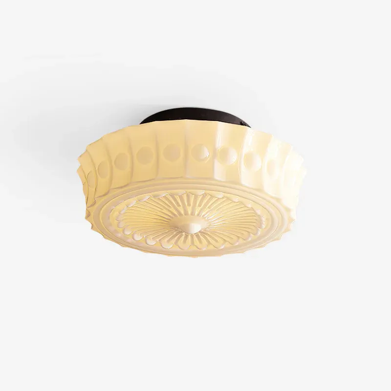 Quinn Nordic Beige Ceramic White Ceiling Light Bedroom Dining Room