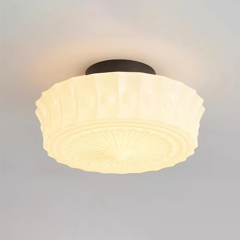 Quinn Nordic Beige Ceramic White Ceiling Light Bedroom Dining Room