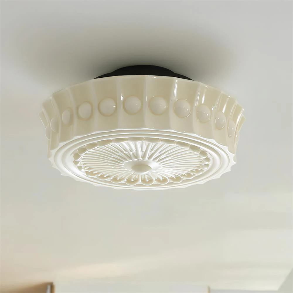 Quinn Nordic Beige Ceramic White Ceiling Light Bedroom Dining Room