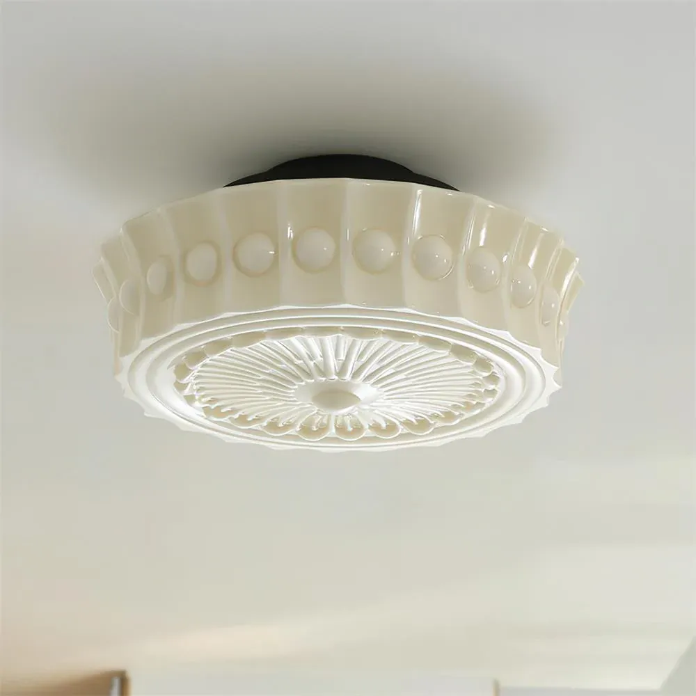 Quinn Nordic Beige Ceramic White Ceiling Light Bedroom Dining Room