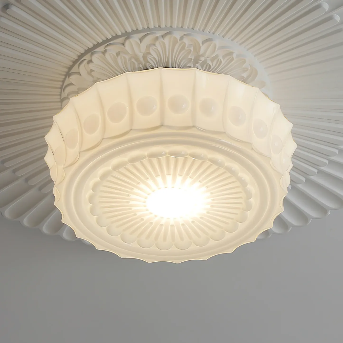 Quinn Nordic Beige White Ceiling Lamp Bedroom  Dining Room