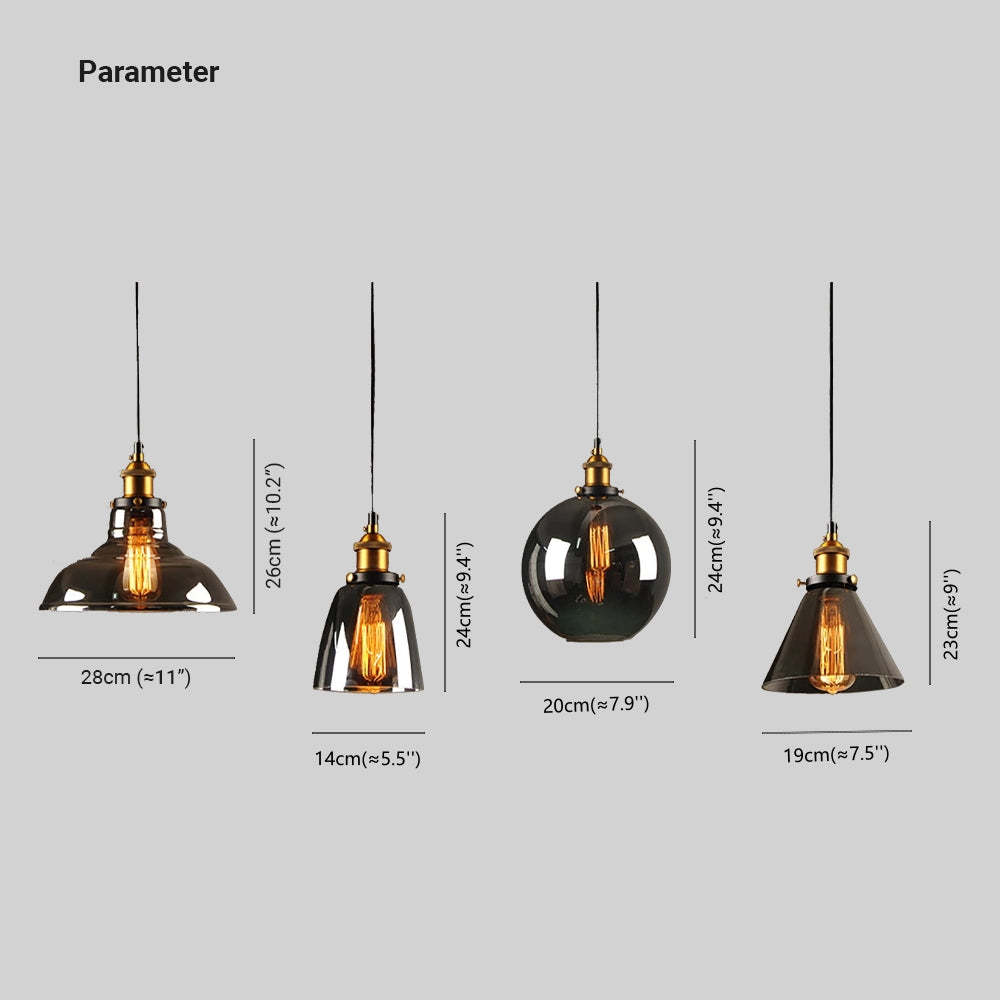Levy Industriële Glazen Hanglamp Helder/Amber/Rookgrijs Woonkamer/Slaapkamer