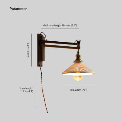 Ozawa Vintage Design LED Koepel Wandlamp Keramiek/Hout Walnoot/Helder Slaapkamer