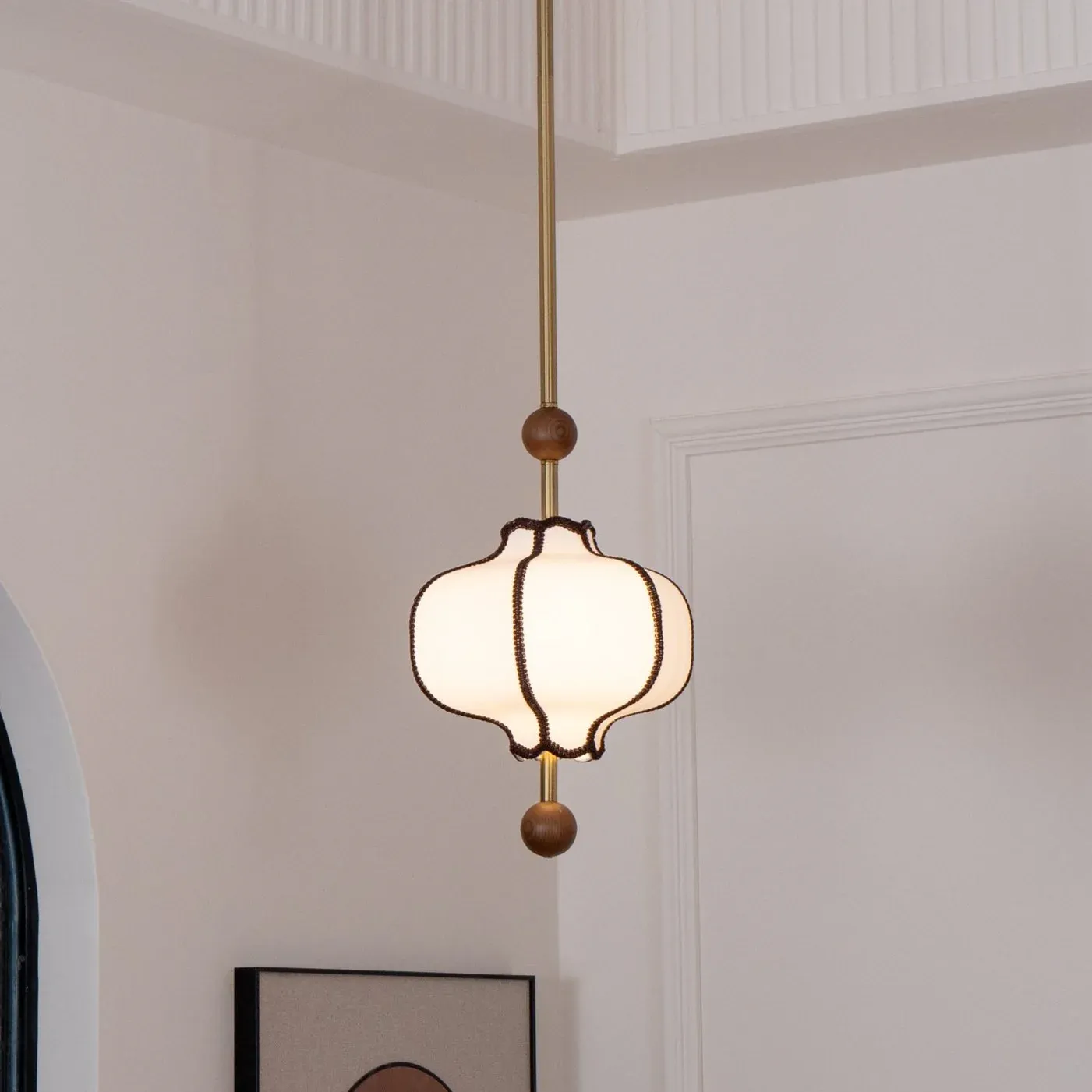 Ozawa Vintage Metal Wood Fabric Pendant Light Dining Room Bedroom
