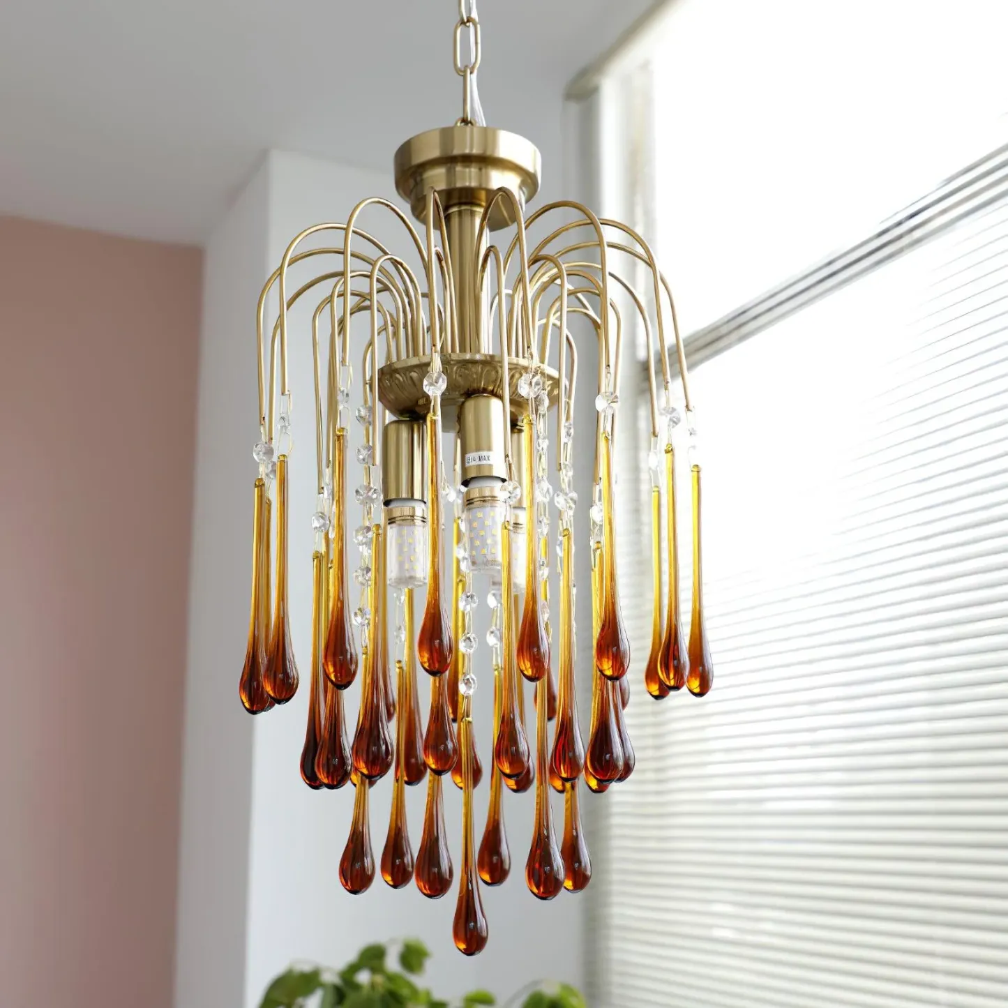 Marilyn Vintage Metal Crystal Glass Pendant Light Bedroom Living Room