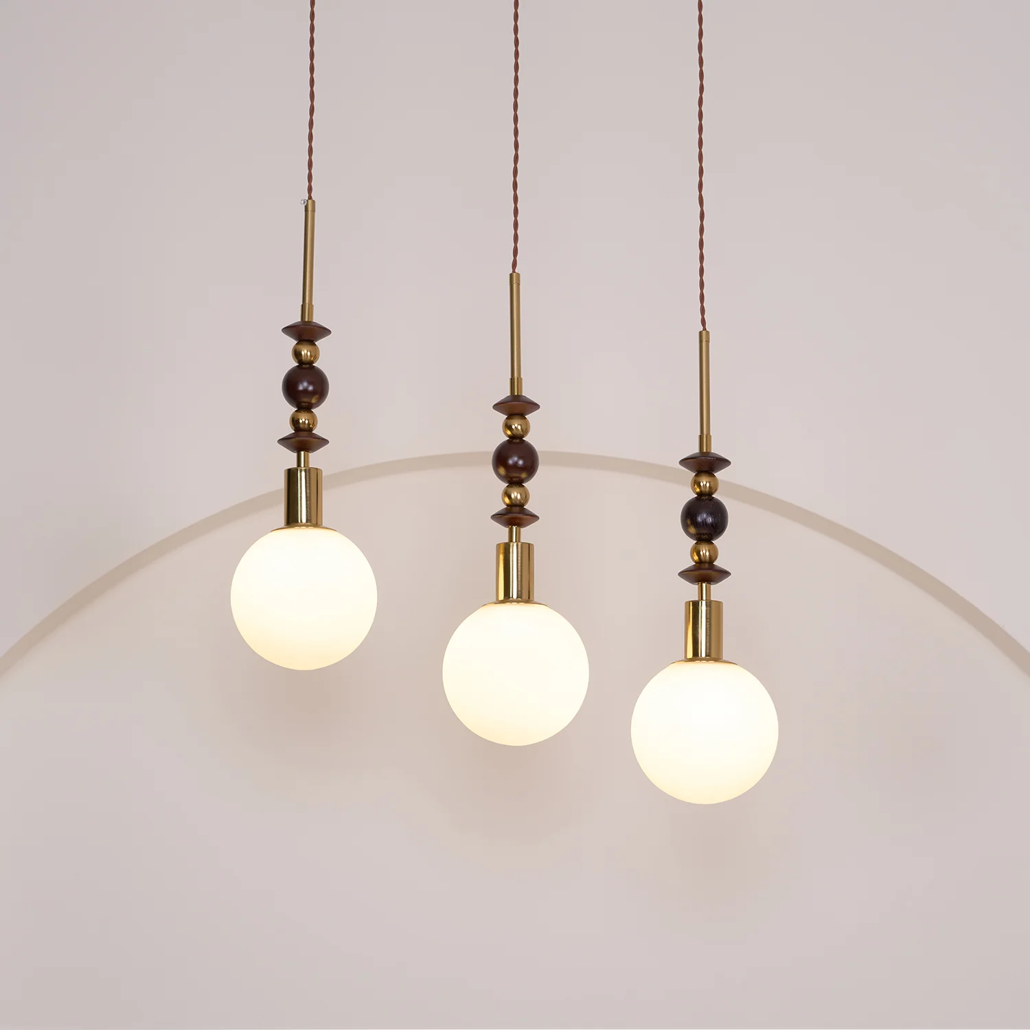 Hailie Minimalism Metal Glass Wood Pendant Light Bedroom Living Room