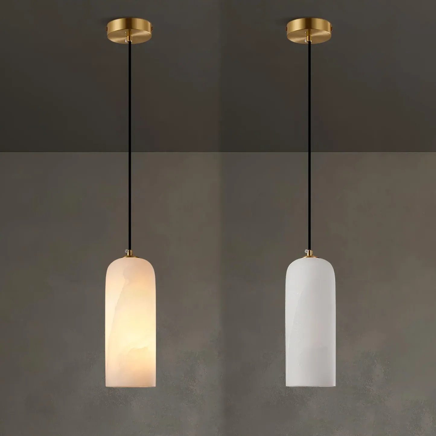 Jade Minimalism Metal Alabaster Pendant Light Bedroom Living Room